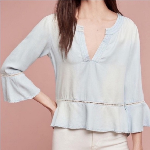 Cloth&. Stone chambray bell sleeve popover top - Picture 2 of 6